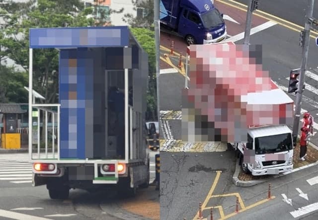 “법 어기는 후보부터 거르자”…교통섬 점령한 유세차량 불법주차에 시민 분통