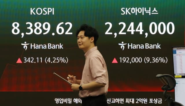 코스피 8400선 돌파, '삼전닉스' 급등에 사이드카 발동…레버리지도 폭등