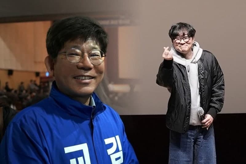 김성근 충북교육감 후보, '장항준 감독과 찰칵' 합성사진 선거 활용 논란…윤건영 캠프 "수사해야"