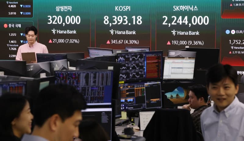 코스피 8,400 돌파 사상 최고치 마감…삼전·하닉 2배 '불기둥'