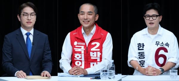 하정우 "검사 습관 못버렸냐" vs 한동훈 "李 공소 취소 찬성하냐" 북구갑 토론회 '난타전'