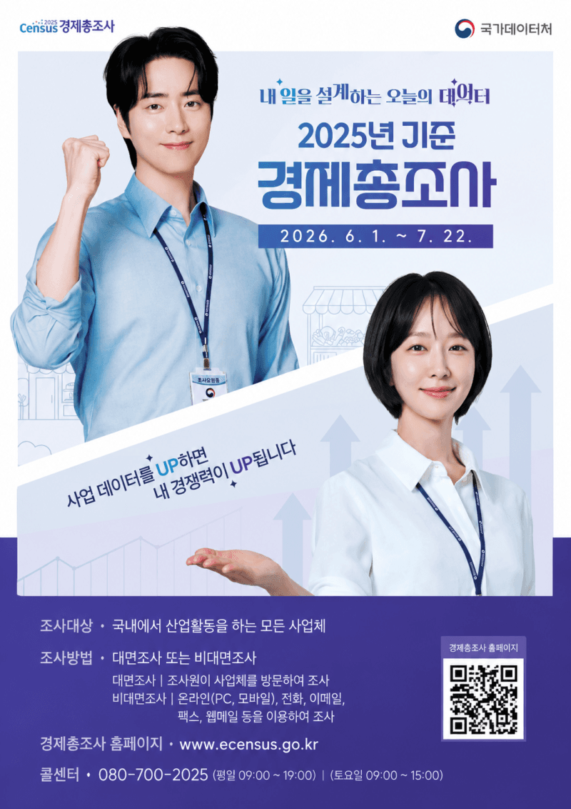 국가데이터처, 6월 1일부터 경제총조사…AI·로봇·스마트공장 첫 반영