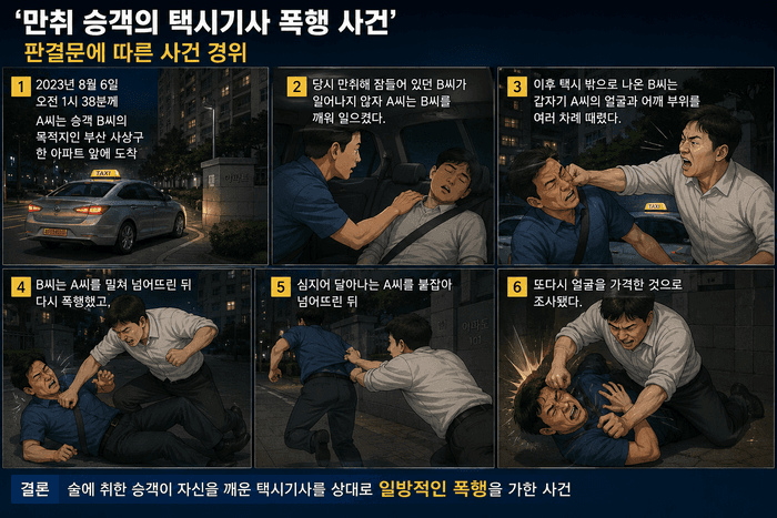 “손님~” 깨우자 주먹 날린 만취 승객, 택시기사에게 2500만원 배상 판결