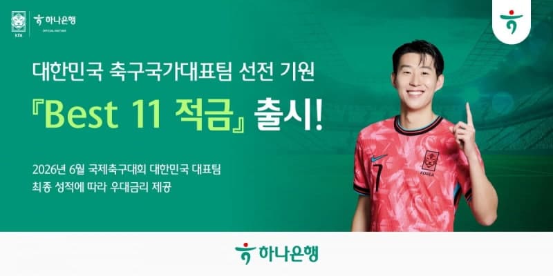 하나은행, "4강 가면 최고 연 11%"…월드컵 성적 따라 금리 주는 'BEST 11 적금' 한정 판매