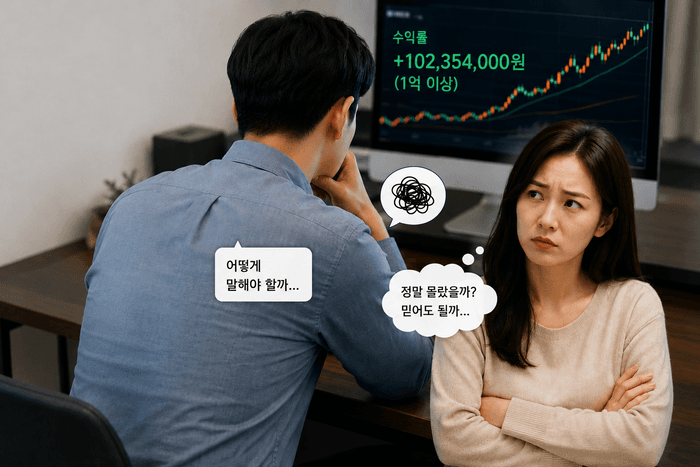 "아내 몰래 주식으로 1억 벌었는데"…고백했다가 혼날까봐 걱정인 남편의 고민
