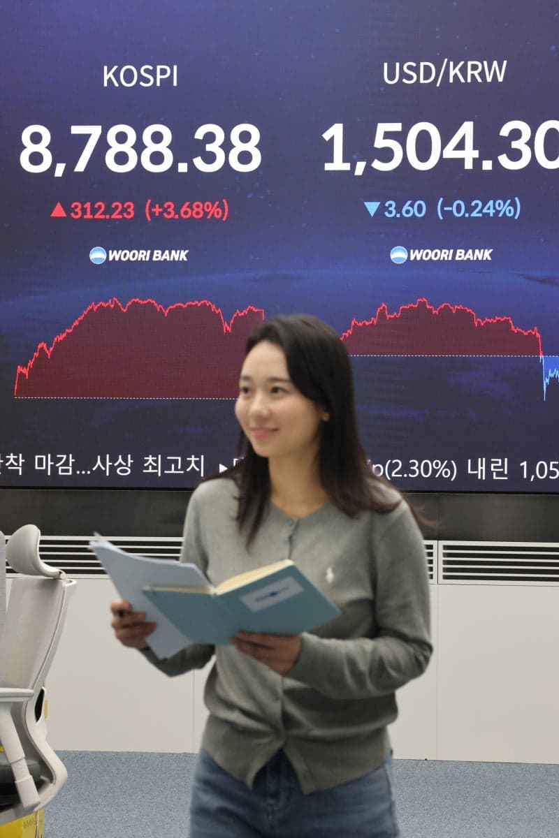 코스피, '땡큐 젠슨황' 효과에 8788 마감…삼성전자 10% 급등 '9천피' 눈앞