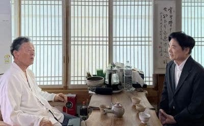 김대중 후보, 한강 작가 아버지 한승원 만나 "AI시대에도 독서교육" 강조