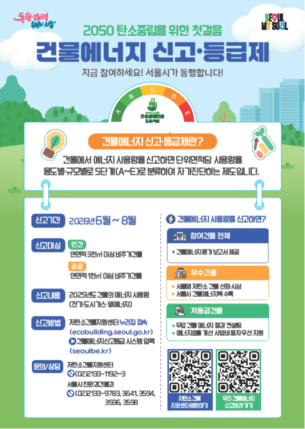 서울시, 8월까지 '건물에너지 신고·등급제' 집중 운영…7700동 목표