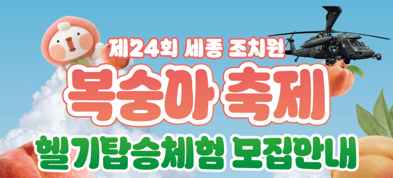 '블랙호크 타고 복숭아 축제 구경'…세종시, 헬기 타고 하늘서 즐겨요