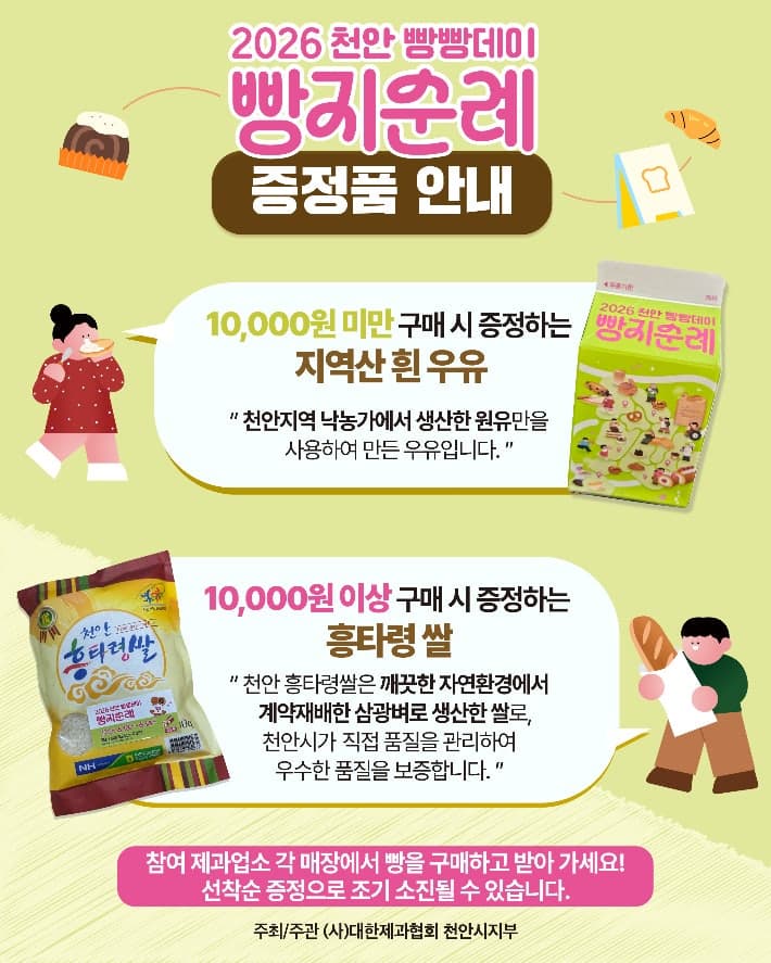 "빵집서 만나요" 13일 개막…천안 70개 빵집 '2026 빵지순례 빵빵데이'