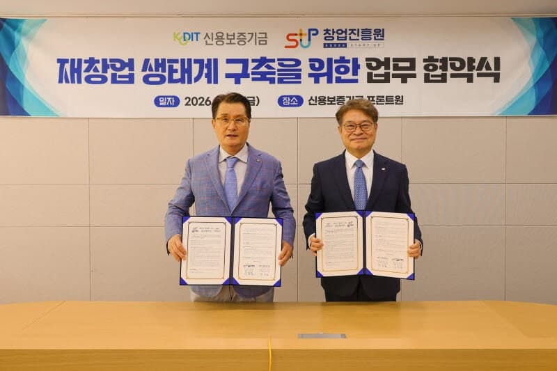 창진원·신보, 재창업 생태계 구축 맞손…"최대 95% 특례보증"