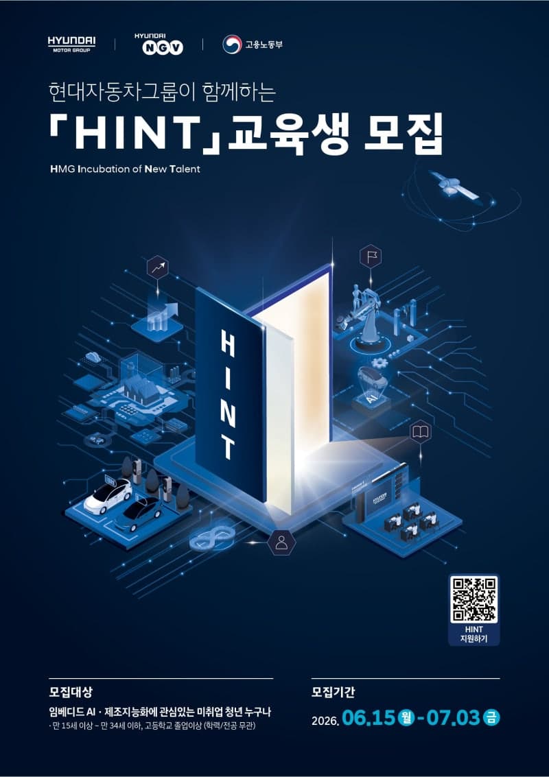 현대차그룹, 청년 직무역량 강화 교육 'HINT' 1기 모집…"미래 인재 육성 지원 지속"