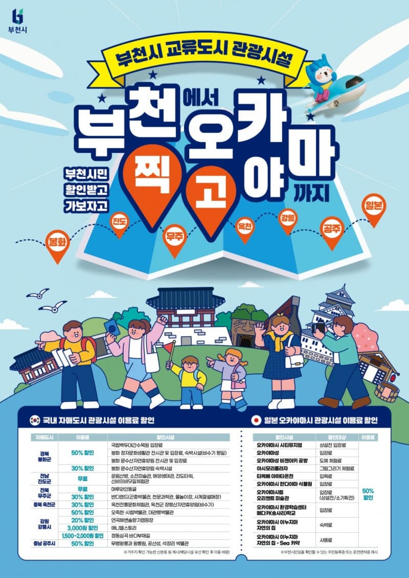 부천시, 휴가철 교류도시 관광할인 확대…"휴가비 아끼고 여행은 더 풍성"