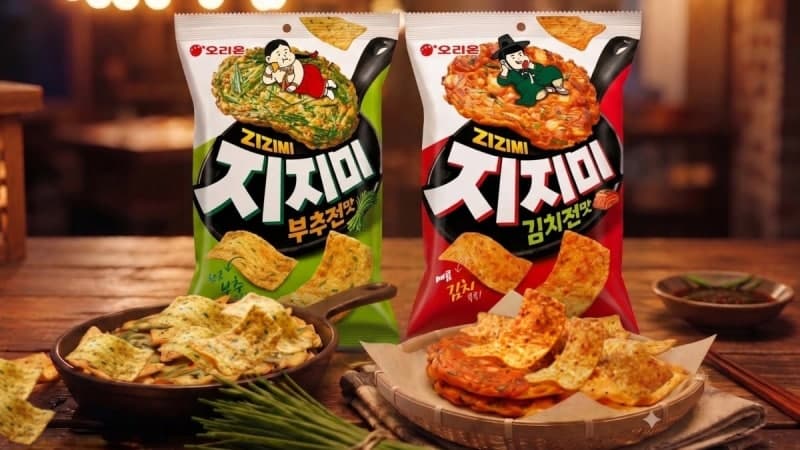"K스낵 열풍 도전"…오리온, 부추전·김치전 과자 '지지미' 2종 출시