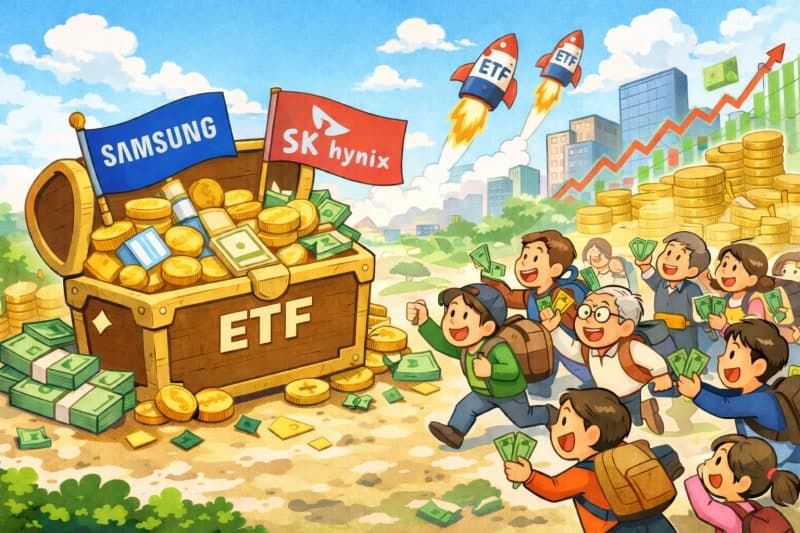 코스피 사상 첫 '9천피'에 국내 주식형 ETF 비중 50% 돌파, 반도체 랠리에 자금 몰렸다