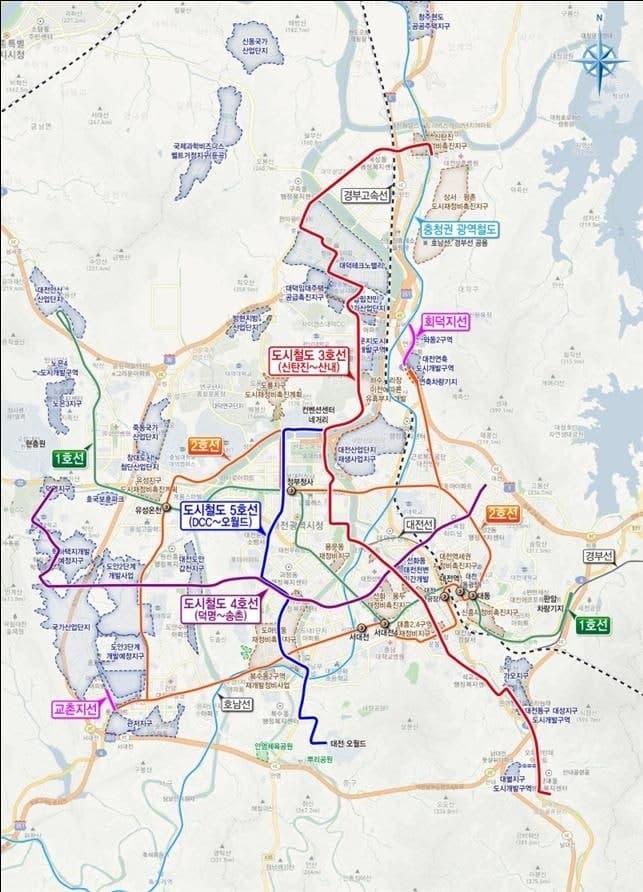대전 도시철도망 청사진 나왔다…3·4·5호선, 2호선 2개 지선 포함 총 63.43km 확정
