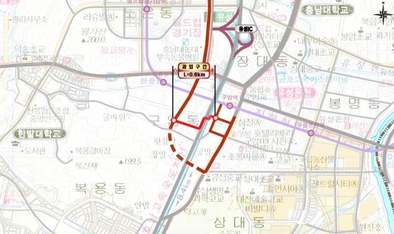 대전 유성광역복합환승센터 임시 진입도로 다음 달 개통, 교통체증 해소 기대