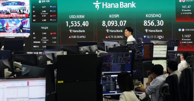 코스피, 상승 출발 후 하락 전환…'반도체 슈퍼위크'에도 8,000선 깨져