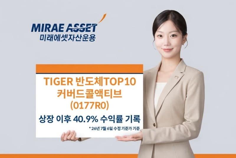 미래운용 "TIGER 반도체TOP10커버드콜액티브, 상장 이후 수익률 40.9% ‘1위’"