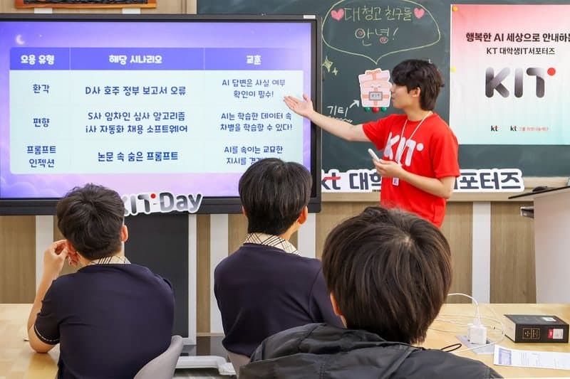 KT 대학생 IT 서포터즈, 인천 대청도에서 'AI 멘토링' 봉사 진행