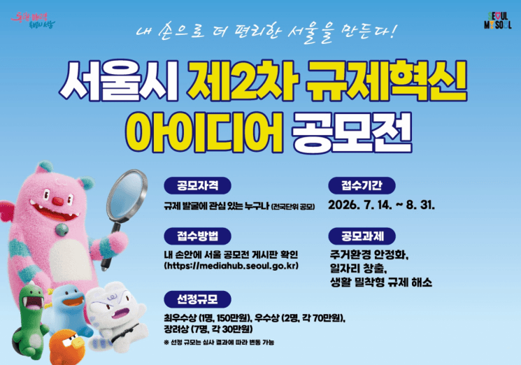 서울시, '정화조 부담금 물 사용량으로 계산' 아이디어 최우수상…시민 규제혁신 10건 시상