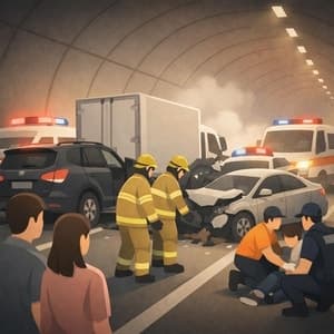 세종포천고속도로 고덕터널서 5중 추돌 사고…1명 심정지·1명 중상