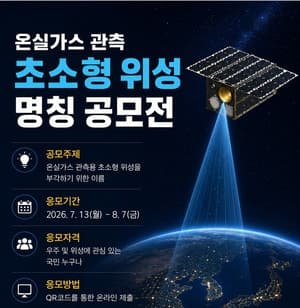 "온실가스 관측 초소형위성, 이름 지어주세요"…국민 공모 시작, 대상 100만원