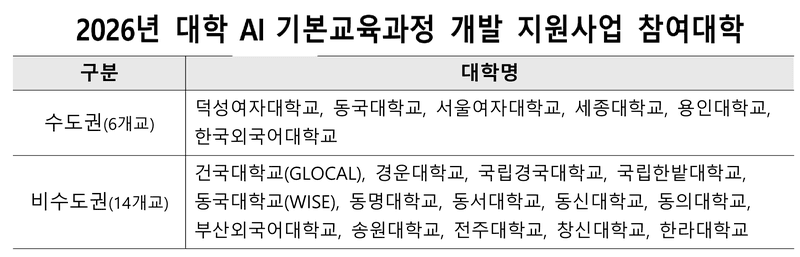 교육부, '전교생 AI 교육' 첫발…20개 대학에 63억 투입해 문·이과 불문 AI 기본 역량 키운다
