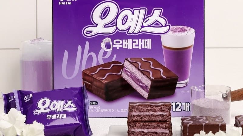 해태제과, 보랏빛 '오예스 우베라떼' 30만 케이스 한정 출시…3개월간 판매