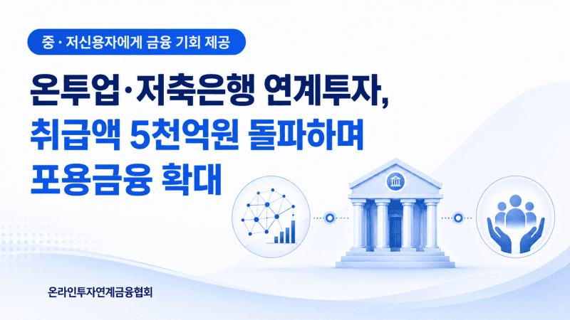 온투업·저축은행 연계투자 5000억 돌파…중·저신용자 95% 품고 연체율도 안정적 관리