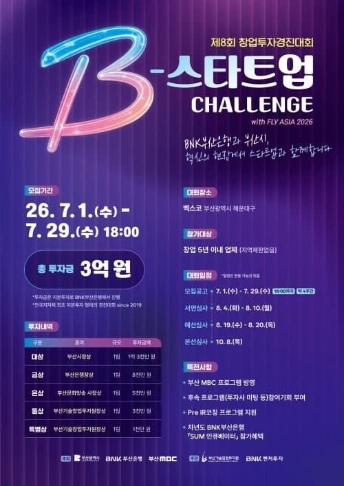 부산기술창업투자원, 제8회 B-스타트업 챌린지 참가기업 모집