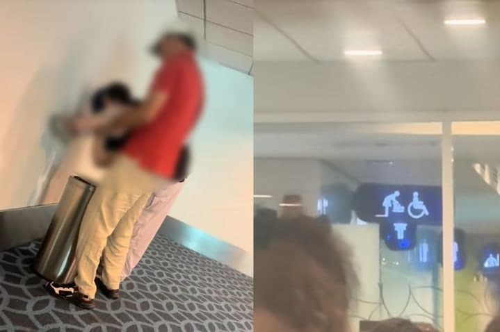 화장실 코앞인데 공항 대기실 쓰레기통에 아이 용변 보게 한 부모들