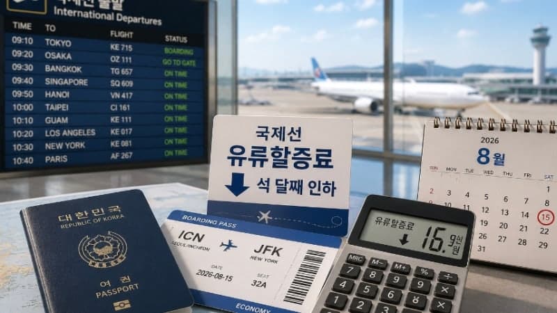 국제선 유류할증료 3개월 연속 인하…8월 발권 시 최대 51만 원대