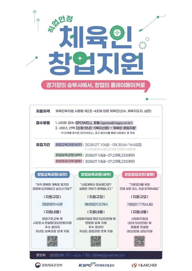 와이앤아처·국민체육진흥공단, 2026 체육인 창업지원 사업 참여자 82명 추가 모집