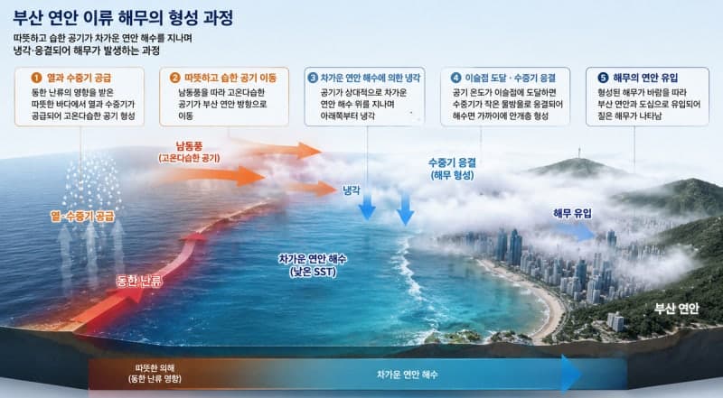 매년 7월 부산을 뒤덮는 '해무 미스터리'…위성이 밝힌 과학적 원인