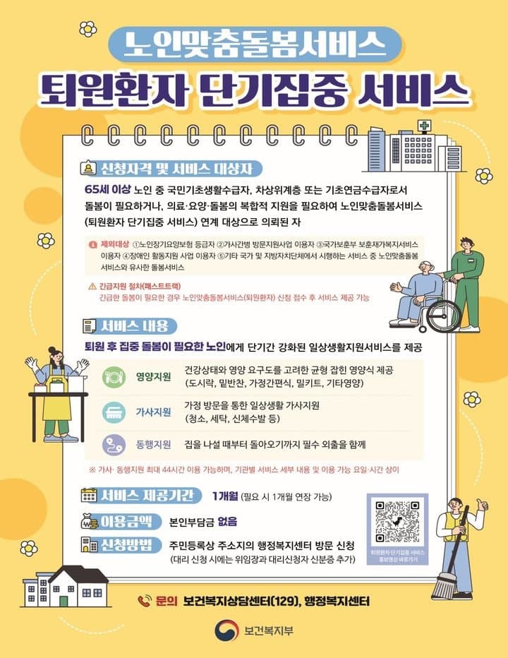 노인 퇴원환자 돌봄 공백 해소…긴급지원 서비스 27일부터 시행