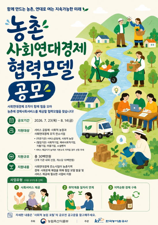 농식품부, 농촌 서비스 공백 메운다…사회연대경제 협력모델 공모