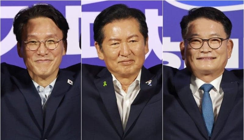 민주당 당권 주자 3인 전국 당심 공략…신천지 개입설에 공방 격화