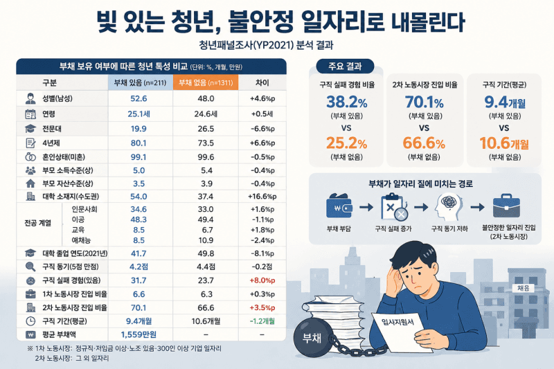 청년 부채가 앞당긴 취업, 불안정한 일자리로 내모는 심리적 경로 확인