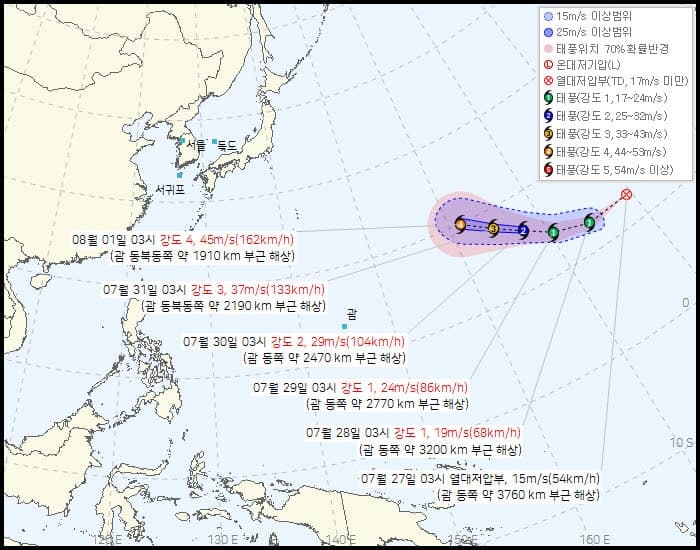 제13호 태풍 돌핀 발생, 세력 키우며 북상…한반도 영향은 미지수