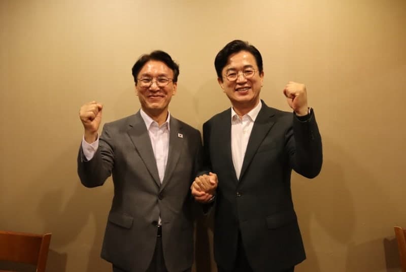 김민석 민주당 당대표 후보, 충청권 단체장 연쇄 회동…“메가프로젝트 총력 지원”