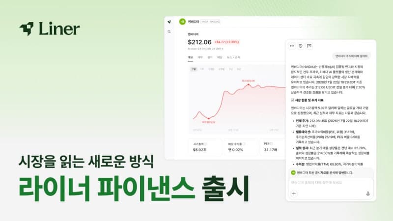 개인 투자자 정보 격차 줄인다…라이너, 투자 리서치 AI 에이전트 '라이너 파이낸스' 출시