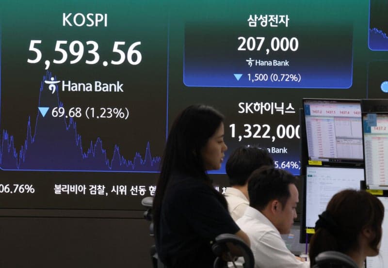 역대급 실적에도 6000선 문턱서 미끄러진 코스피…반도체 매도세에 5593 마감
