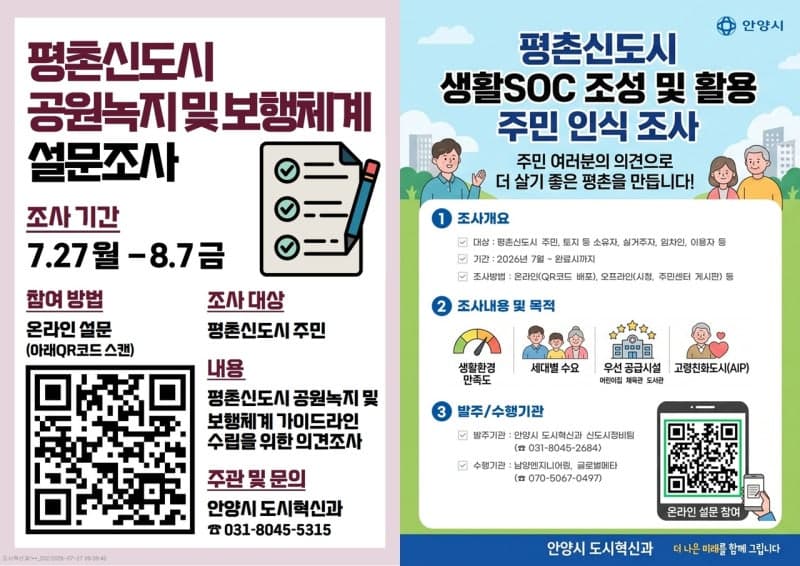 평촌신도시 미래, 주민 손으로 직접 그린다…안양시 재정비 설문조사 착수