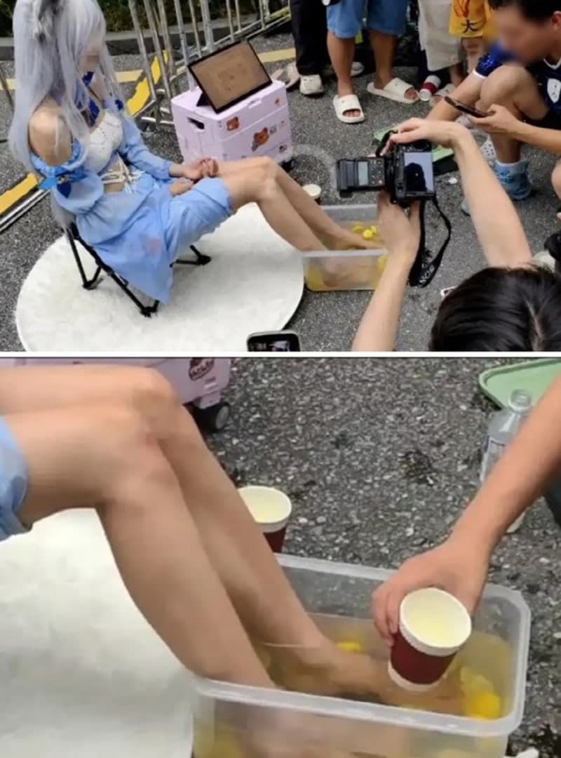 중국 애니메이션 행사서 '발 담근 레몬물' 판매 논란…참가자 퇴장 조치