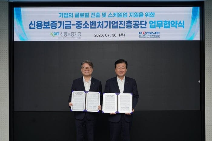 중소벤처기업진흥공단·신용보증기금, 유망 중기업 글로벌 스케일업 맞손
