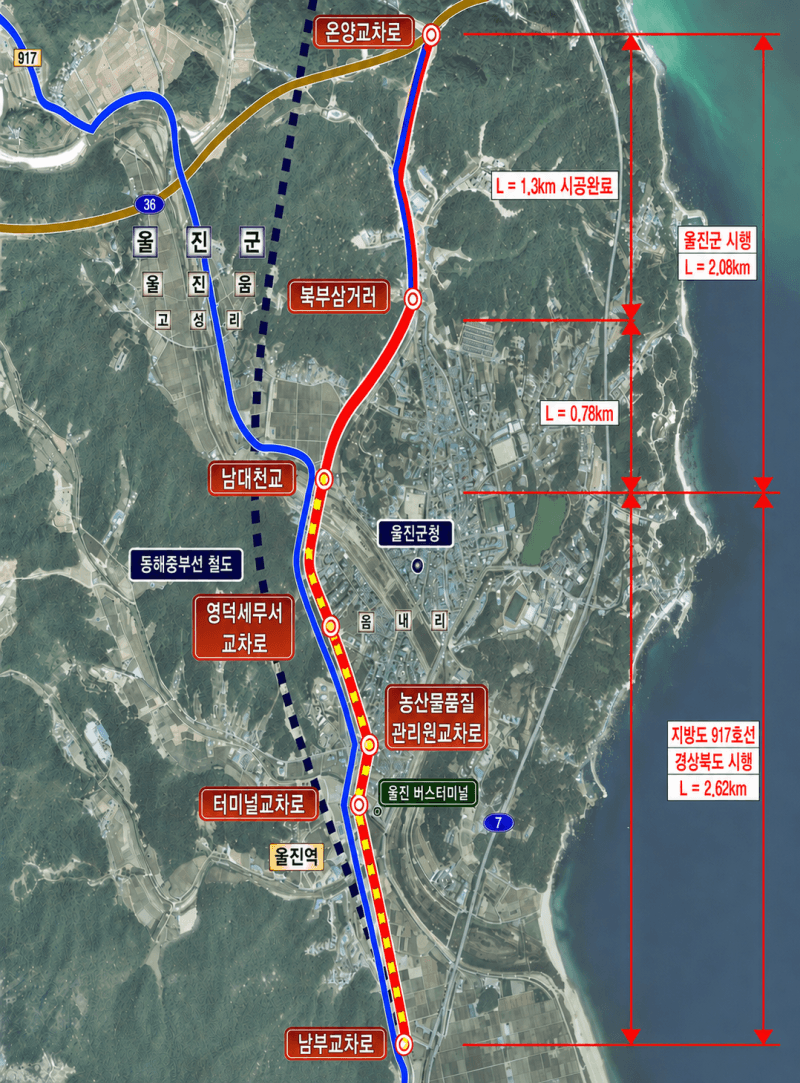 울진군, 지방도 917호선·군도 20호선 4차로 확장 추진