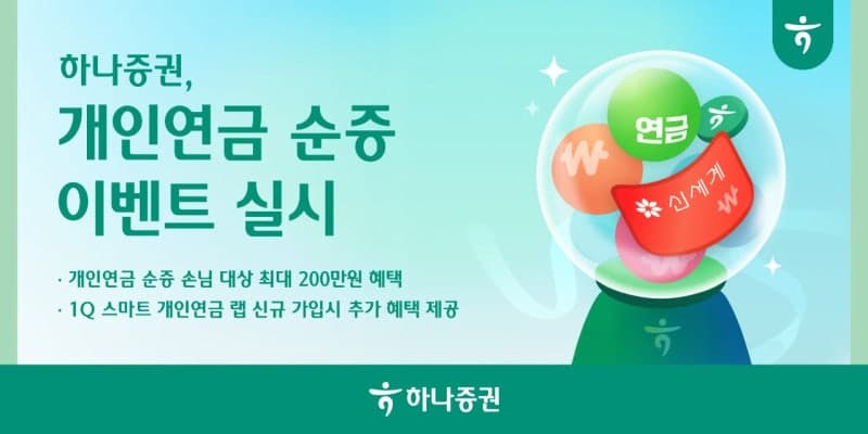 하나증권, 연말까지 개인연금 순증 이벤트로 최대 200만원 혜택 제공