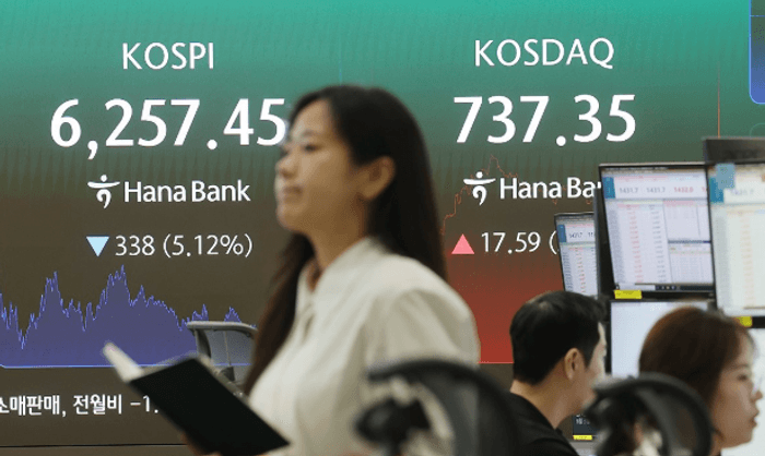 코스피, 외인·기관 매도세에 5% 급락…삼성전자·SK하이닉스 동반 하락