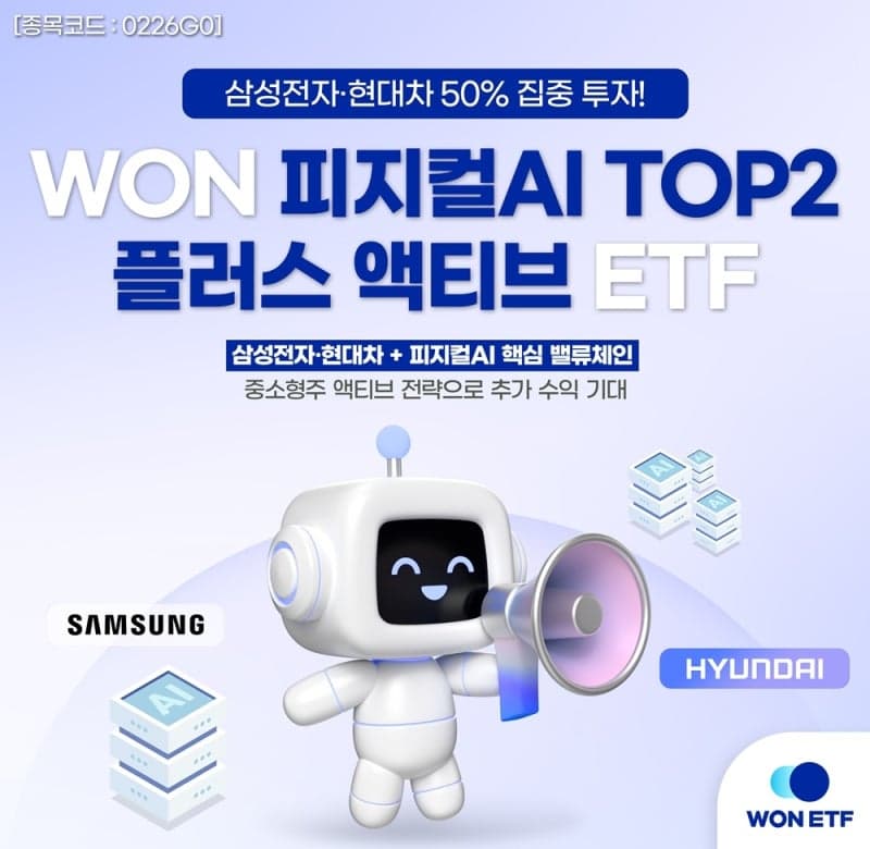 우리자산운용, 'WON 피지컬AI TOP2 플러스 액티브 ETF' 출시…삼성전자·현대차 집중 투자
